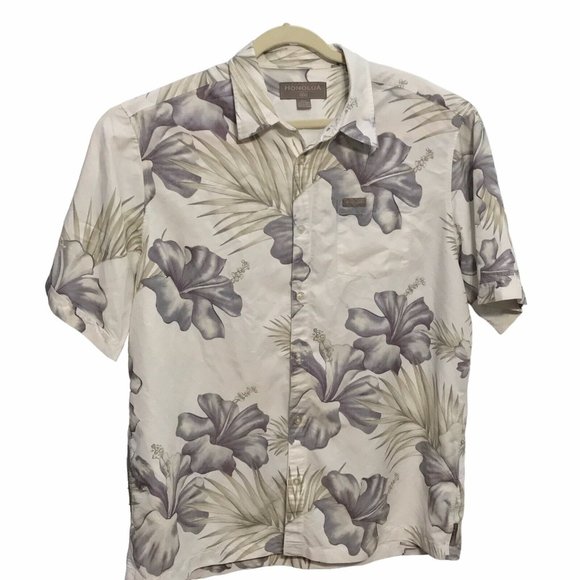 Honolulu Surf Co Mens Hawaiian button up gray Palm leaf floral Shirt sz XXL - Picture 1 of 9